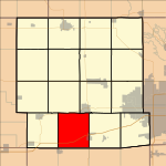 Map highlighting Adams Township, Dallas County, Iowa